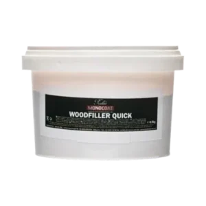 A tub of woodfiller quick is shown.