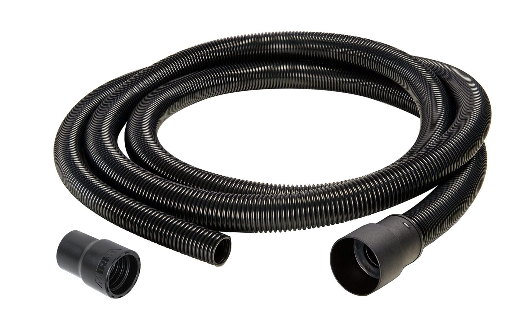 A black hose and two connectors are connected.