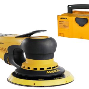 A yellow and black sander with a case