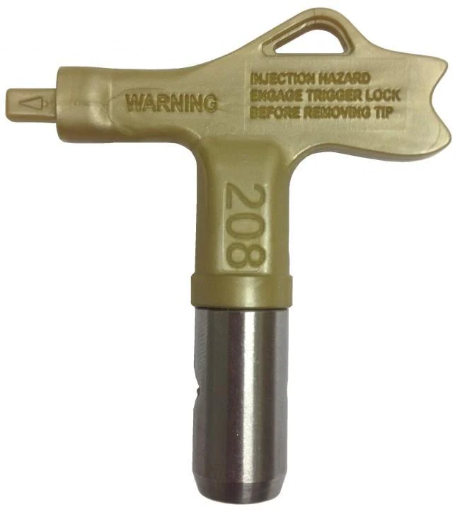 A gold colored tool with the words " warning 2 0 8 " on it.