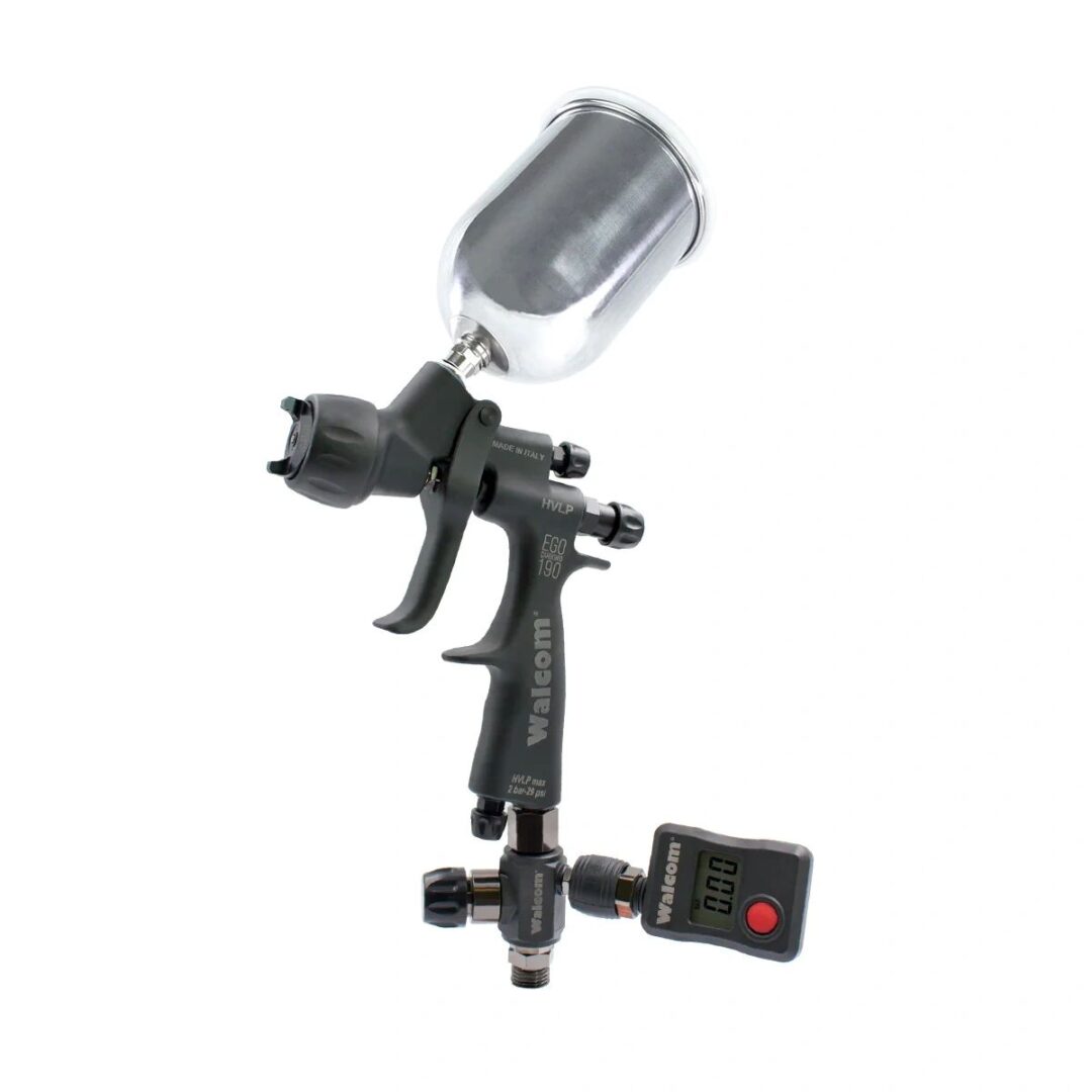 A spray gun with a camera attached to it.