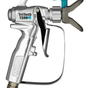 A spray gun with two nozzles attached to it.