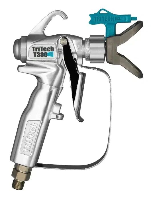 A spray gun with two nozzles attached to it.